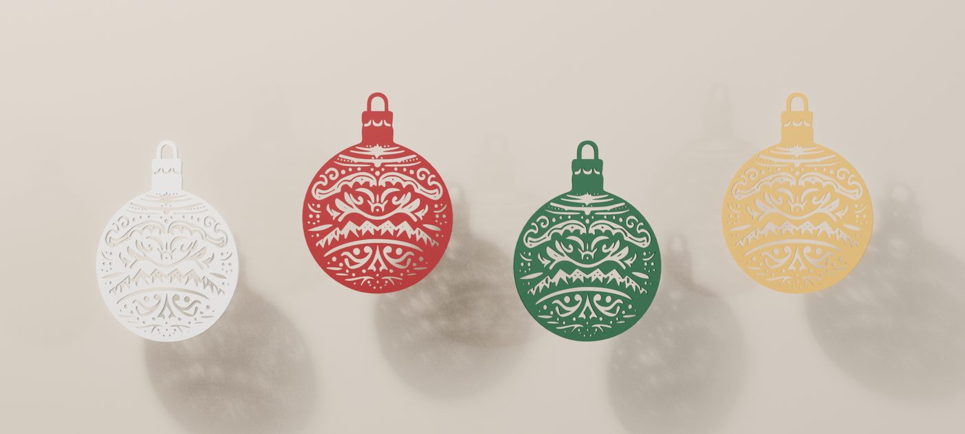 La misma bola de filigrana en blanco, rojo, verde y amarillo