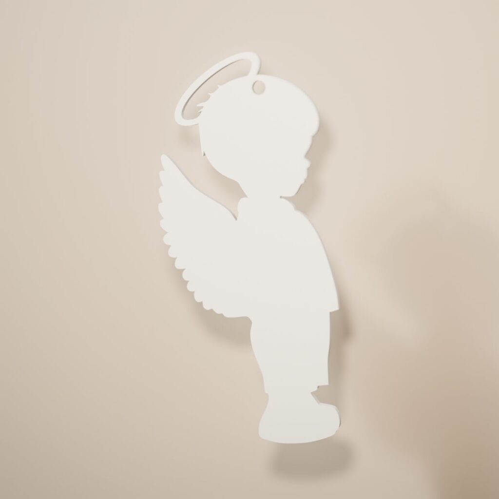Ángel Niño de filigrana en color blanco nieve, adorno navideño para colgar