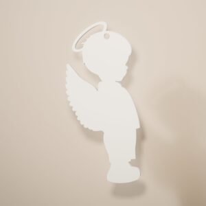 Ángel Niño de filigrana en color blanco nieve, adorno navideño para colgar