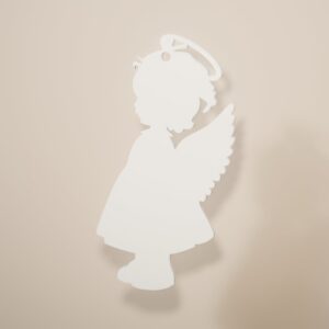 Ángel Niña de filigrana en color blanco nieve, adorno navideño para colgar