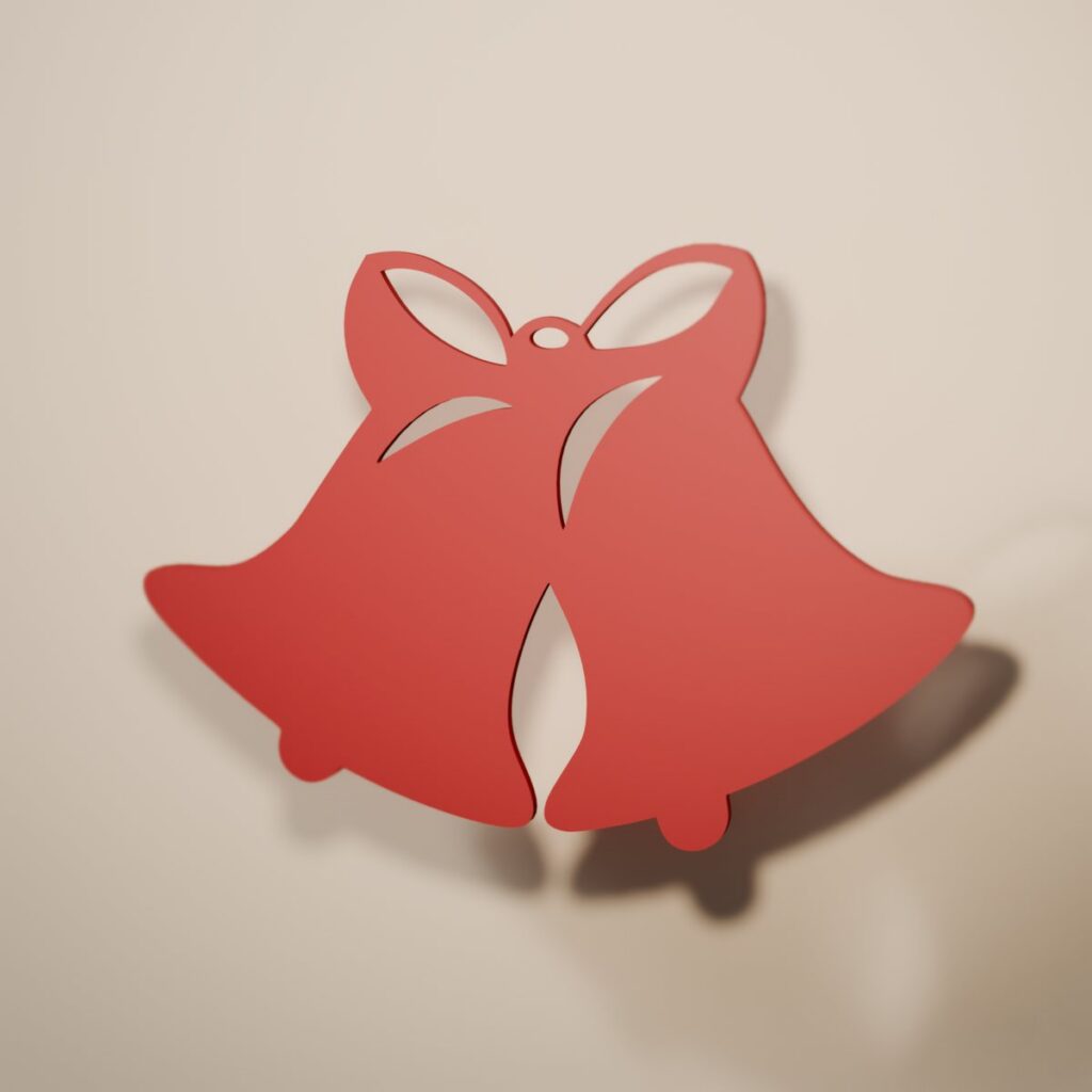 Campanas Gemelas de filigrana en color rojo navidad, adorno navideño para colgar