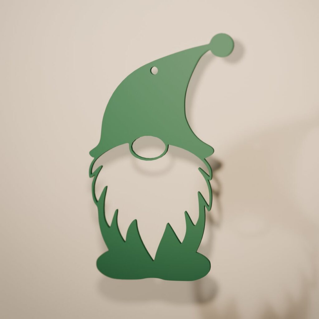 Gnomo Dormilón de filigrana en color verde abeto, adorno navideño para colgar