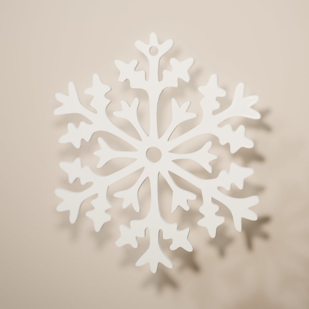 Copo Escarcha de filigrana en color blanco nieve, adorno navideño para colgar