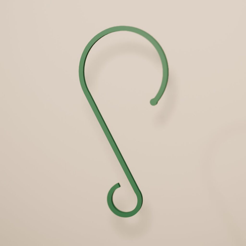 Ganchos en S en color verde abeto para colgar adornos navideños