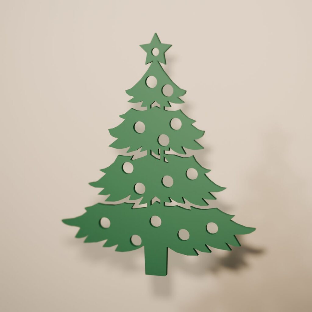 Árbol de Navidad de filigrana en color verde abeto, adorno navideño para colgar